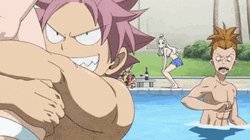 Lucy Heartfilia Natsu Pool Splash GIF