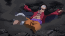 Luffy Fighting And Falling To The Ground GIF