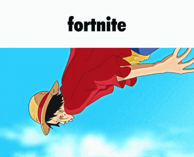 Luffy Flying With Fortnite Behind Him GIF