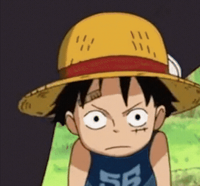 Luffy From One Piece Wearing Straw Hat And Shirt With Number 58 GIF