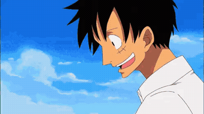 Luffy Smiling Under Blue Sky GIF