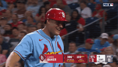 Luhen Baker In Blue Cardinals Jersey GIF