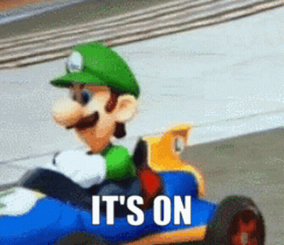 Luigi Driving Kart Saying It's On GIF