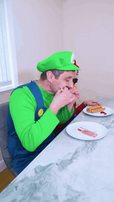 Luigi Eating Hot Dog GIF