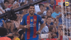 Luis Suarez And Messi High Five With Hug GIF