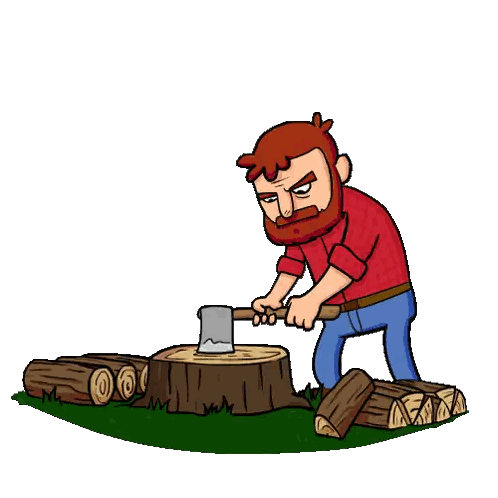 Lumberjack Cutting Log GIF