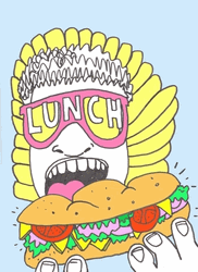 Lunch Time Sunglasses Hungry Diner Burger  GIF