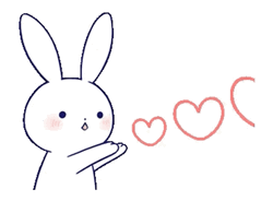 Luv U Bunny Blowing Hearts Mobile Drawing GIF