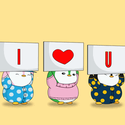 Luv U Pudgy Penguin Placards GIF