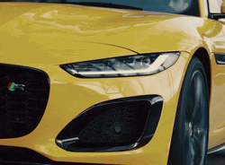 Luxury Car Yellow Jaguar F-TYPE R Driving Fast  GIF