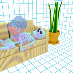 Lying On The Couch Skeleton GIF
