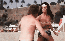 Lynda Carter Wonder Woman Beach GIF