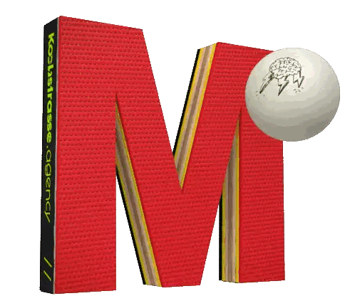 M Letter With Ping Pong Ball Sticker