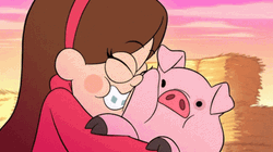 Mabel Pines Hugging Pig