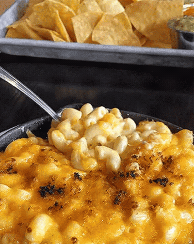 Macaroni And Cheese Bowl And Chips Tray GIF