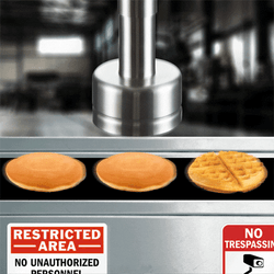 Machine Turning Pancakes Into Waffles GIF