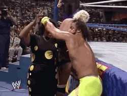 Macho Man Savage Hair Pull Off  GIF