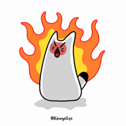 Mad Face Animated Cat Raging Fire