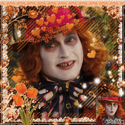 Mad Hatter From Alice In Wonderland With Flowers And Hearts GIF
