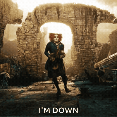 Mad Hatter Saying I'm Down On The Bottom GIF