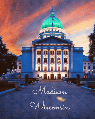 Madison Wisconsin Capitol Building At Night GIF