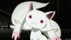 Madoka Magica Anime Cute Kyubey Wiggle Ears GIF