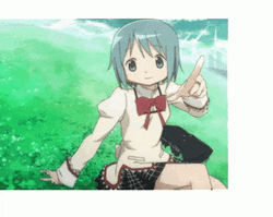 Madoka Magica Sayaka Miki Pointing Finger Loop GIF