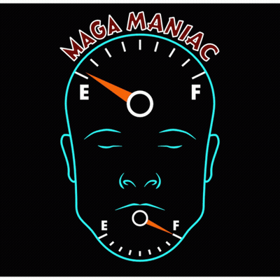 Maga Maniac Logo With Man's Head And Gauge GIF