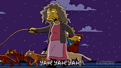 Maggie Simpson Looking At Cat Lady With Pets GIF