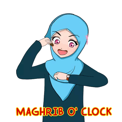 Maghrib O'Clock Cartoon Girl Sticker