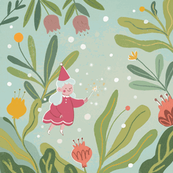 Magical Fairy In Green Floral Background GIF