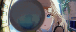 Magnifying Glass Blue-Eyed Blonde Doctor  GIF