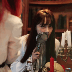 Magnifying Glass Creepy Stare Pretty Lady GIF