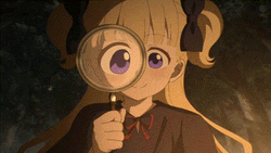 Magnifying Glass Happy Blonde Cute Girl Anime Inspecting GIF