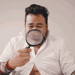 Magnifying Glass Magnify Below Make Man Happy GIF