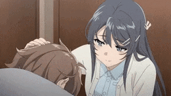 Mai Sakurajima Head Patting Sakuta GIF