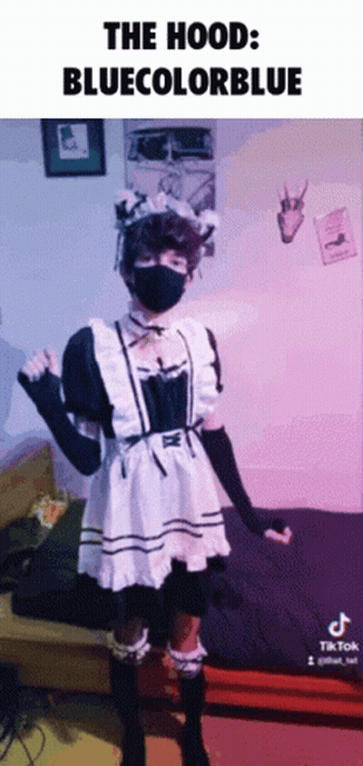 Maid Costume Person Saying The Hood Blue Color Blue GIF