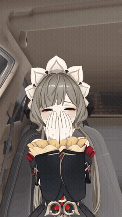 Maid Covering Mouth With Hands In Car GIF