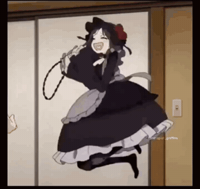 Maid Girl Jumping Holding Rope GIF