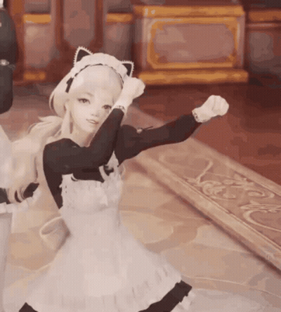 Maid With Cat Ear Headband Holding Fist Up GIF