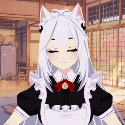 Maid With White Hair And Bell Necklace GIF