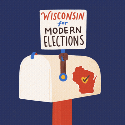 Mailbox Holding Wisconsin Sign For Modern Elections GIF