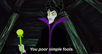 Maleficent Holding Green Wand Saying You Poor Simple Fools GIF