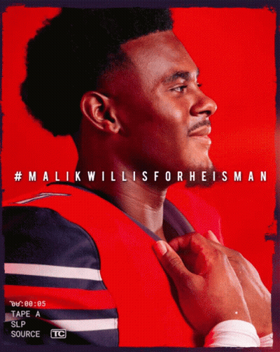 Malik Willis For Heisman Poster Man In Red Jersey GIF