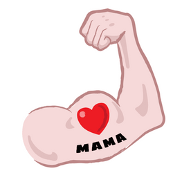 Mama Pumping Heart Tattoo Flexed Arm Muscle GIF