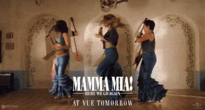 Mamma Mia Here We Go Again Poster Three Women Dancing GIF