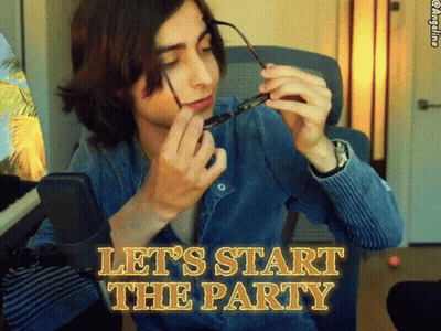 Man Adjusting Glasses At Microphone Saying Let's Start Party GIF