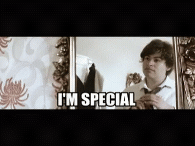 Man Adjusting Tie In Mirror Saying I'm Special GIF