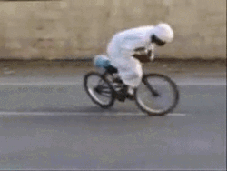 Man All White Weird Bicycle Ride