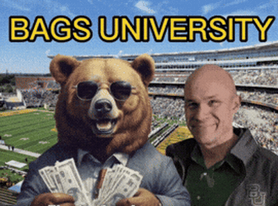 Man And Bear With Bags University GIF